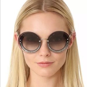 Miu Miu glitter round sunglasses